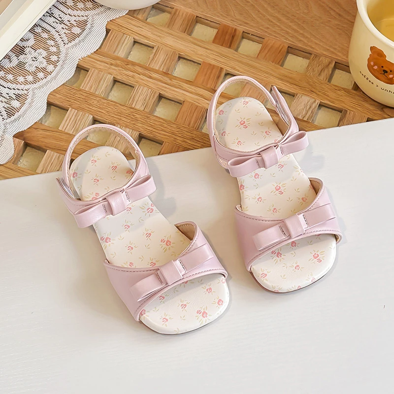 Girls Bow Princess Sandals Summer New Soft Bottom Children's Leather Shoes Fashion Party Sandal Women's Student School Shoe