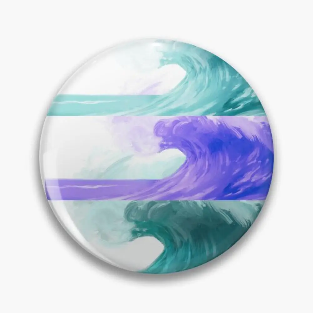 Whimsical Waves Turquoise Purple Watercolor Pin Buttons Brooches  Jewelry Accessory Customize Brooch Fashion Lapel Badges