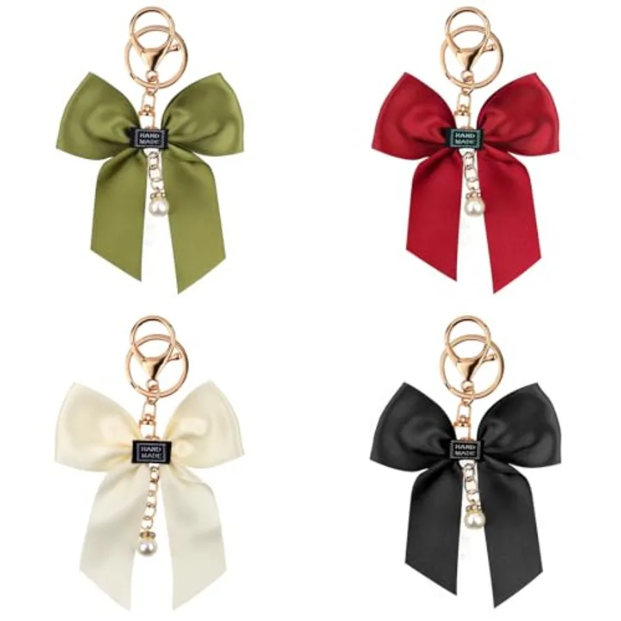 

4pcs Bow Keychains Cute Bowknot Key Ring Bow Key Chain Bow Keyring Coquette Keychain for Purse Bag Charm Accessories for Women
