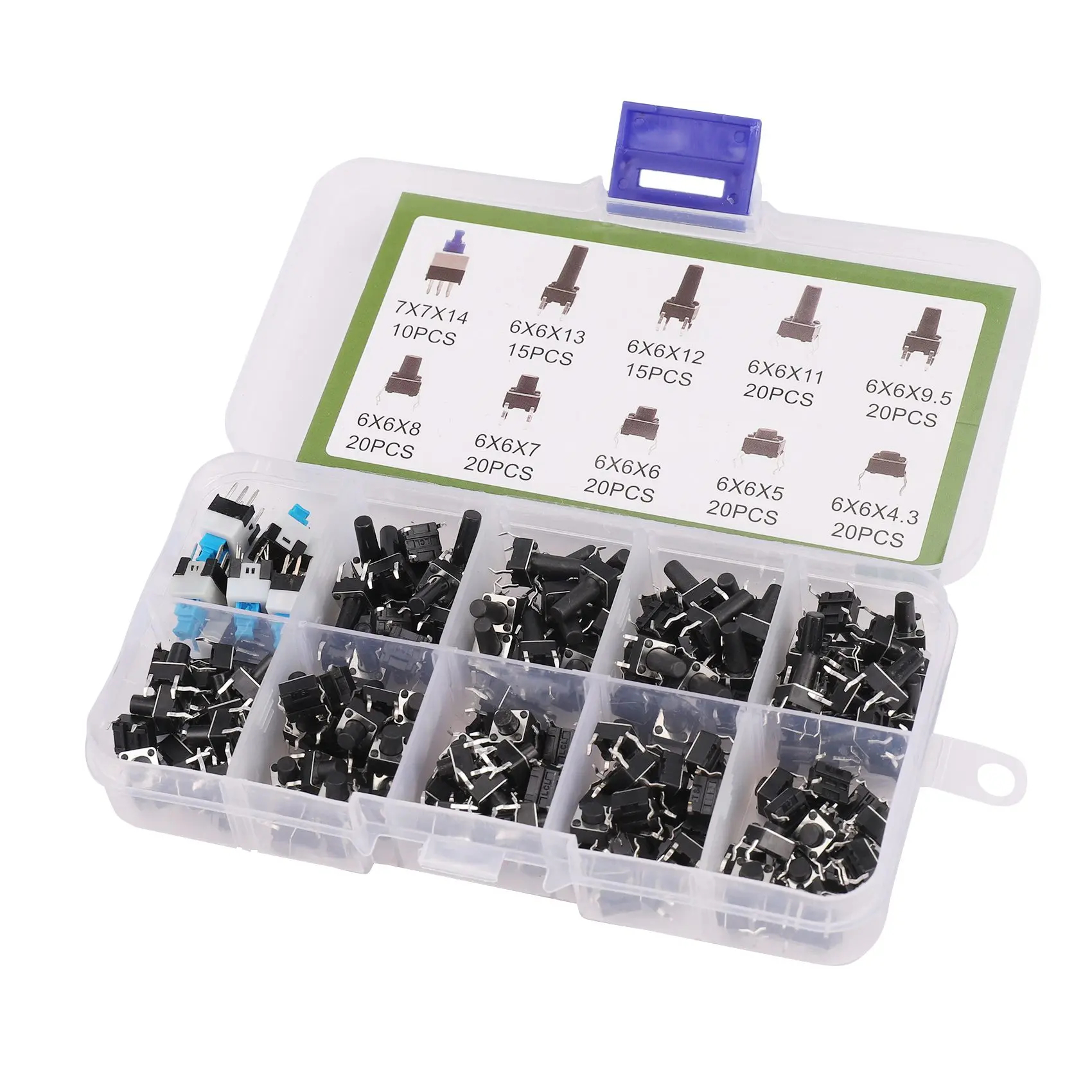 10 kinds Values 180PCS Tactile Push Button Switch micro-trigger Mini Momentary Tact Assortment