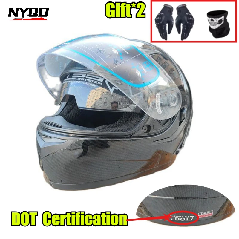 

Motorcycle Full Face Helmet Double Lens Gloss Black Casco Moto De Motociclista for Motorbike Riding cascos para moto 소두핏 레트로 헬멧