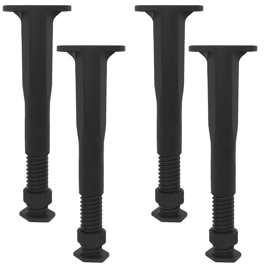 4 قطع من أرجل السرير القابلة للتعديل، مادة البولي بروبيلين، تصميم على شكل حرف T، تجميع آمن، تطبيق متعدد الاستخدامات، دعم ساق السرير