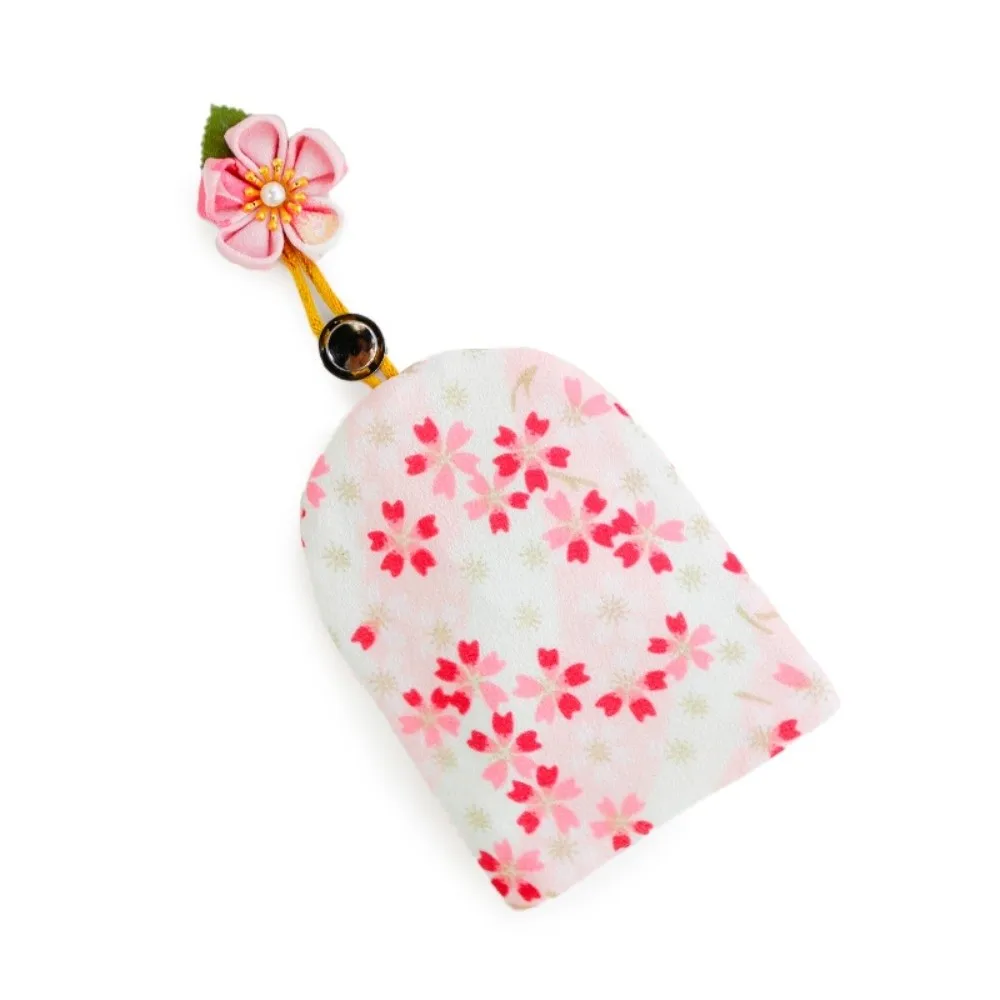 Funda para llaves extraíble de estilo japonés, mecanismo de cuerda de tracción portátil, llavero de tela, llavero de almacenamiento con arco, bolsa para llavero de gatito