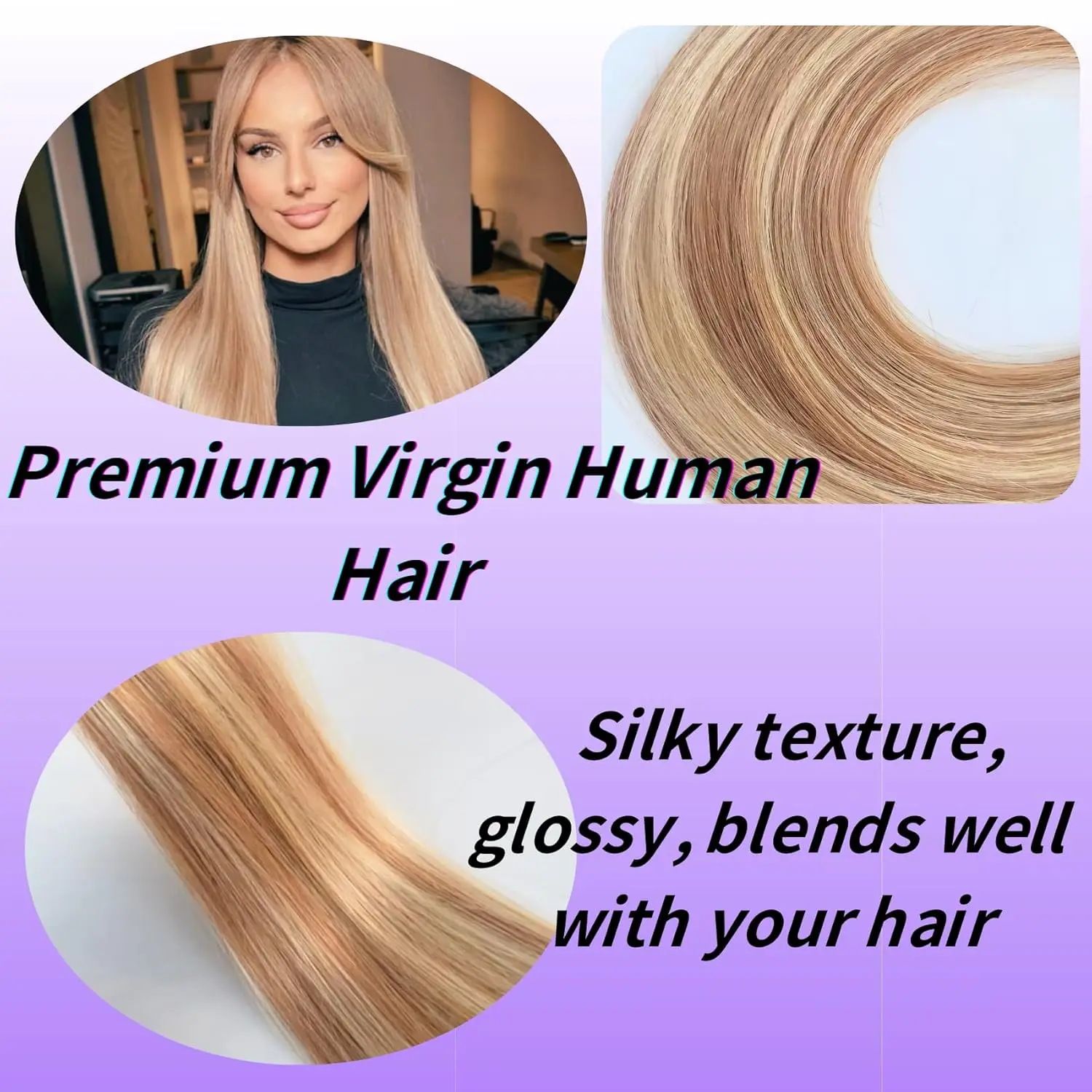 Pita Kercsityn dalam Ekstensi Rambut Rambut Manusia Asli Pita Mini Tak Terlihat di Rambut Manusia Ekstensi Rambut Lurus Alami untuk Wanita