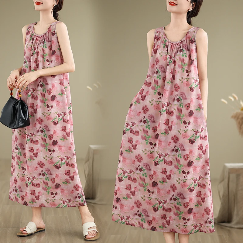 Verano estampado Floral Svel Dr mujer suelta Vaion Casual falda larga A-Line silueta Tea Break Faion talla grande