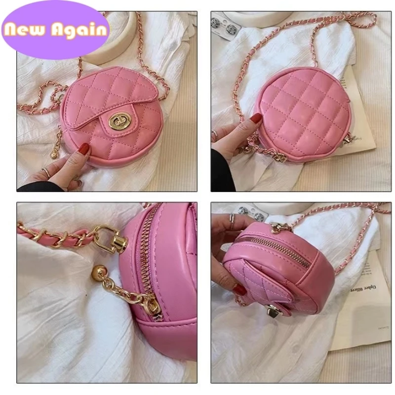 Bolsas de mensajero circulares para niños y niñas, bolsos de hombro de colores dulces, bolso cruzado Circular de pu, mini billeteras para niños pequeños, NA024