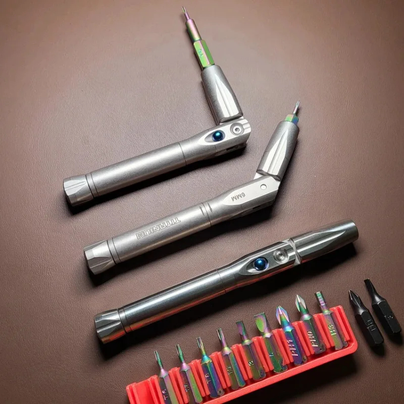 Universe Grocery Store V5 Bear Head Titanium Alloy L-shaped Folding Screwdriver EDC Play Gyro Send 6MM Batch Head