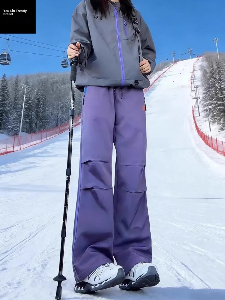 

Зимние уличные брюки для сноубординга и катания на лыжах, утепленные флисом, для мужчин и женщин до 40 лет, ветрозащитные прямые брюки-карго