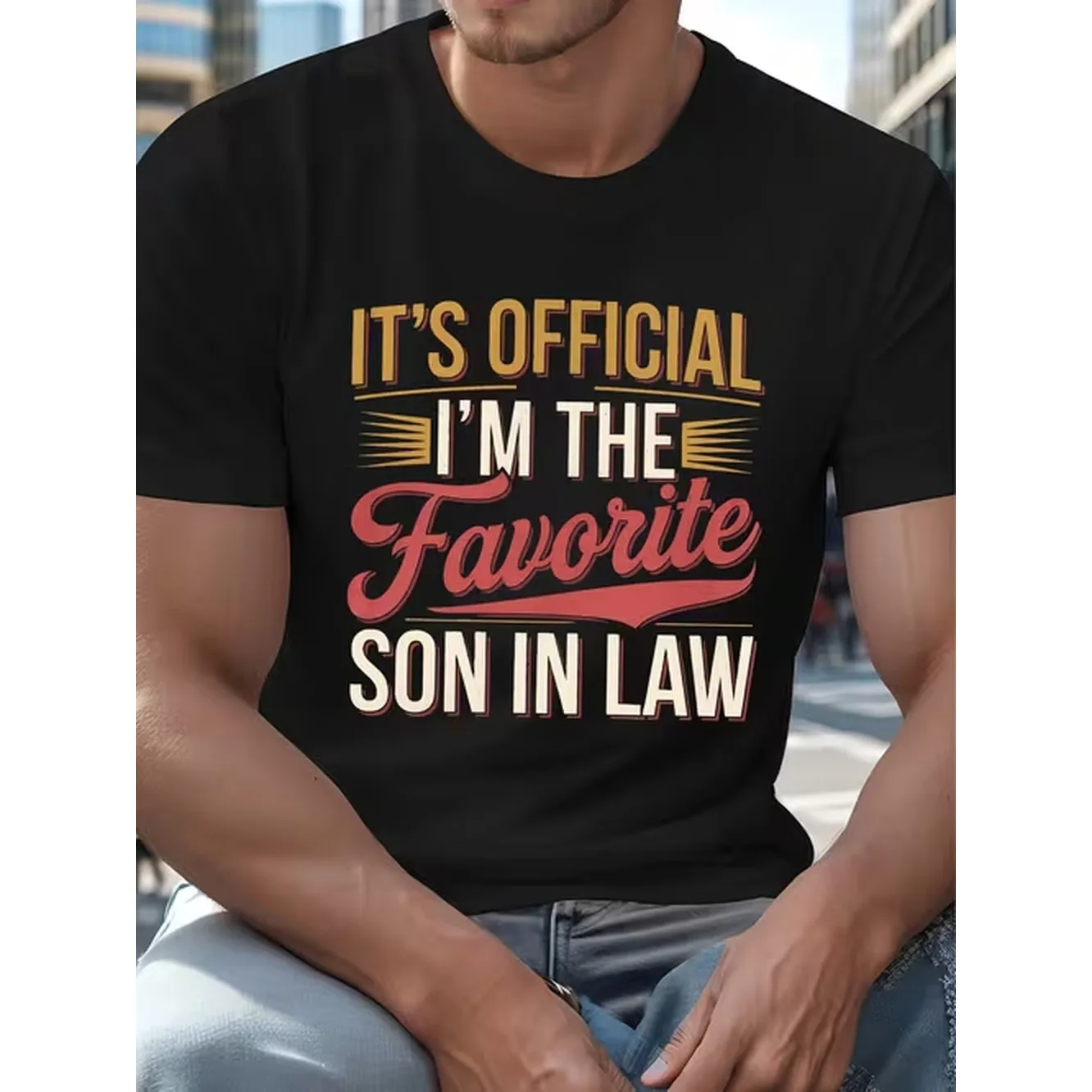 Funny Its Official Im Son In Law Retro Graphic T Shirt Humorous Family Comedy Tee For Weddings Birthdays Casual Outfits Short Sleeve Round Neck Shirt Suitable For Son In Law