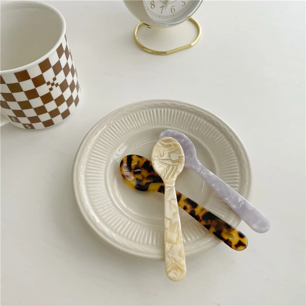 Original Ins Style French Dessert Spoon Jam Butter Knife Tableware Plastic Spoon Lovely Tableware Cute Spoon and Fork Set