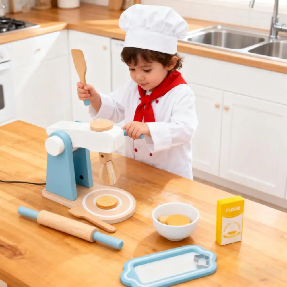 Conjunto de brinquedos de cozinha de madeira para crianças, mini kit de brinquedos para cozinhar e assar, aprendizagem precoce, acessórios educacionais
