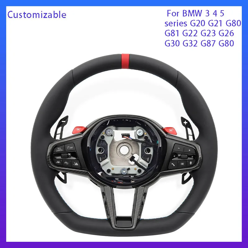 CS Leather Car Steering  With Wheel M1M2 Button For BMW G/F Series G20 G21 G30 G80 G82 G42 M4 F82 M5 F90 M3 F80 X5 F10 X7 X3M