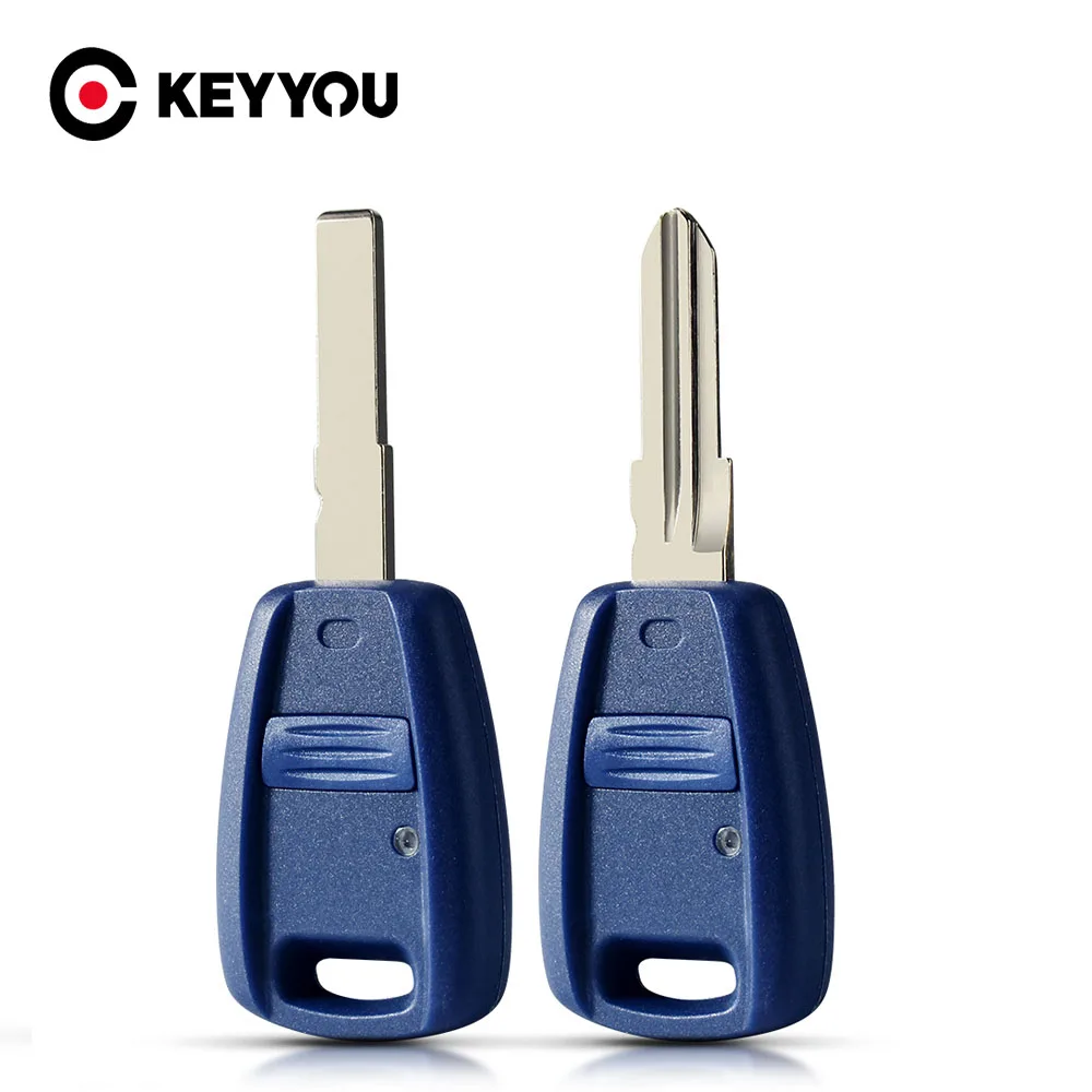KEYYOU 1PCS For Fiat Punto Doblo Bravo Seicento Stilo Uncut SIP22/GT15R Blade Transponder Key Shell Blue Auto Car Case
