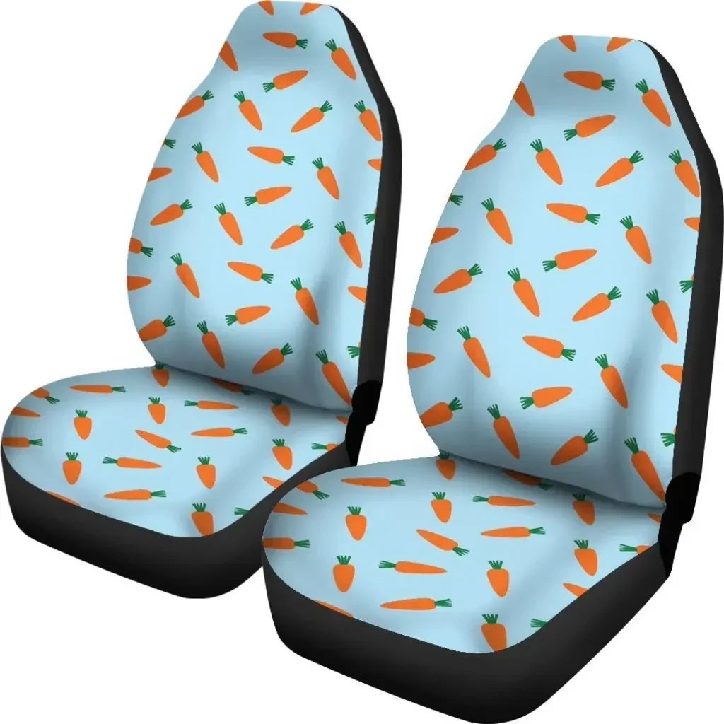 Pattern Print Carrot Seat Cover Car Seat Covers Set 2 Pc, Car Accessories Car Mats