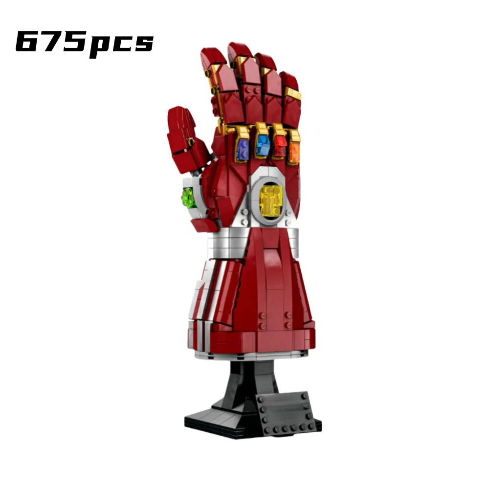 675Pcs Nano Gauntlet Glove Model Moc Bricks 76223s with Led Lights Building Blocks Hero World Sets Adults Toys Birthday Gifts