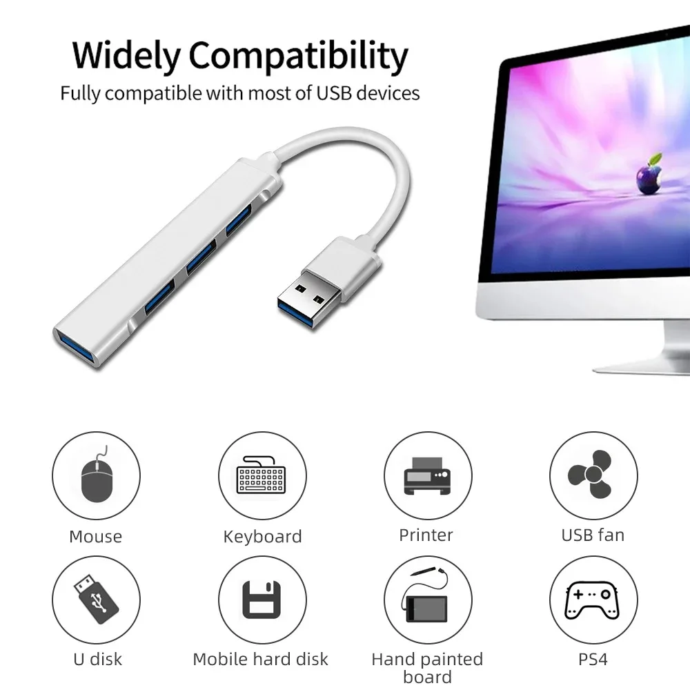 4 พอร์ต USB 3.0 HUB ประเภท C Multi Splitter Adapter 5Gbps สําหรับ PC อุปกรณ์เสริมคอมพิวเตอร์ Multiport HUB 4 USB 3.0 2.0 พอร์ต