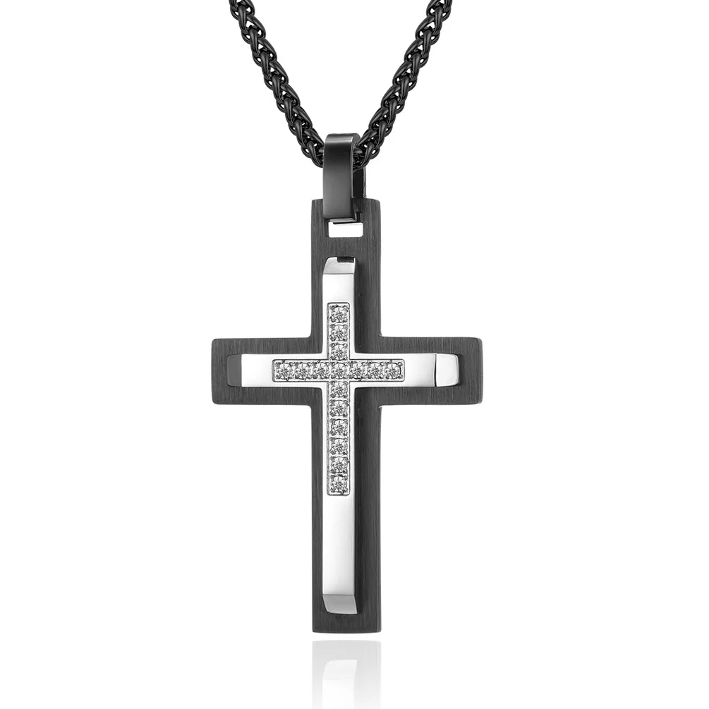 

Yoiumit Men's Zircon Cross Religious Cross Amulet Pendant Hip-hop Necklaces for Men Fashion Jewelry Anniversary Gift