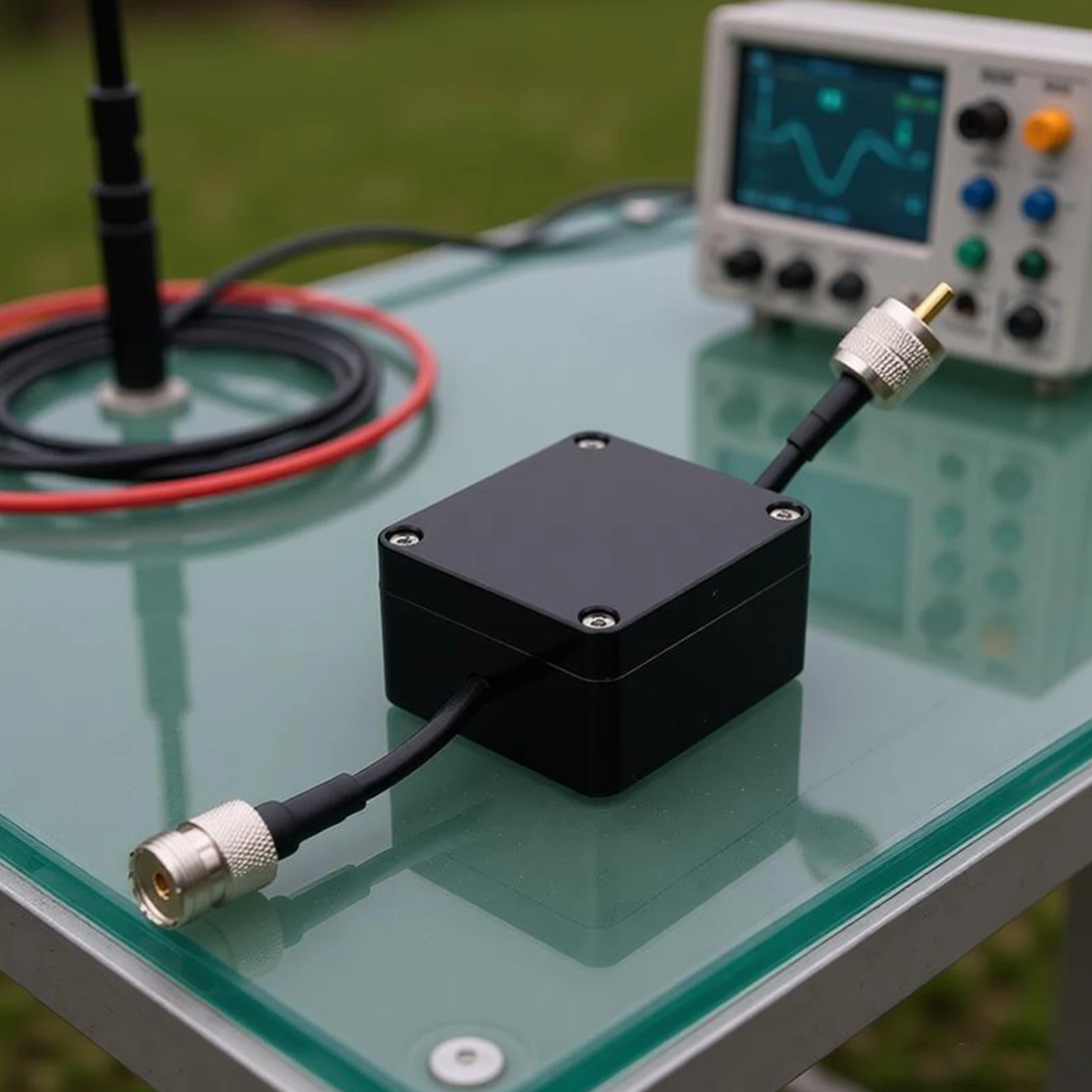 1.8-30MHz Shortwave Radio Choke Coil Ring with PL-259 To SO-239 Connector 1:1 Current Balun for HF Shortwave Radio