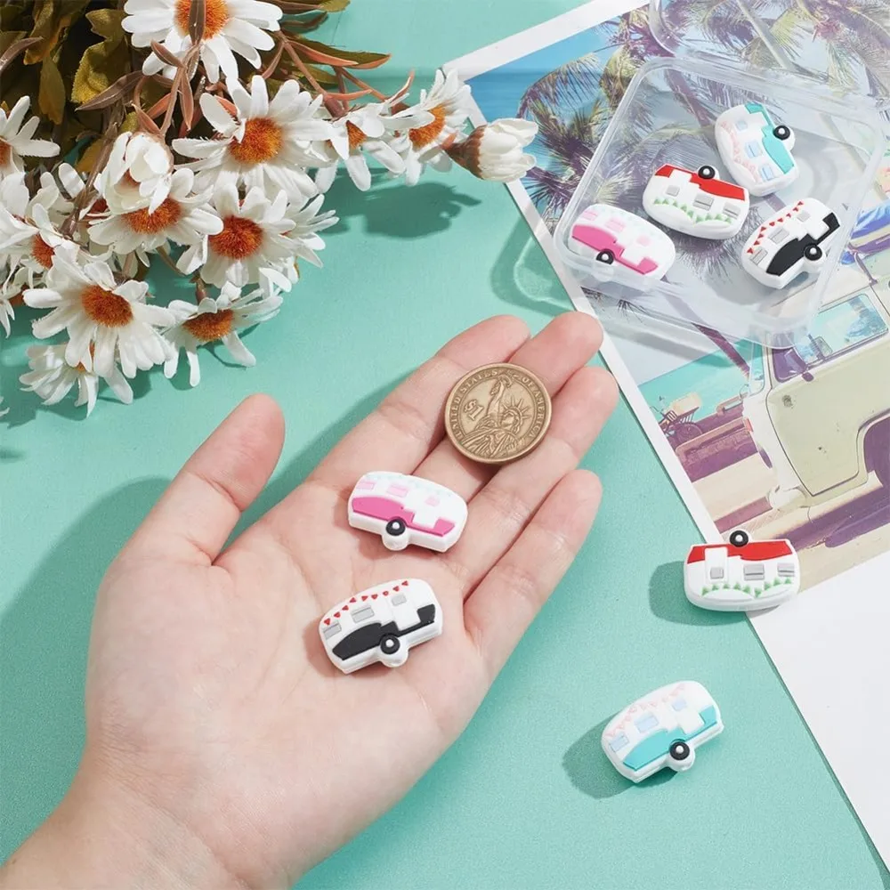 8 قطعة سدادات إبرة الحياكة 4 ألوان Campervan إبرة نقطة حامي الخرز البؤري للأقلام سيليكون إبرة نهاية قبعات #3