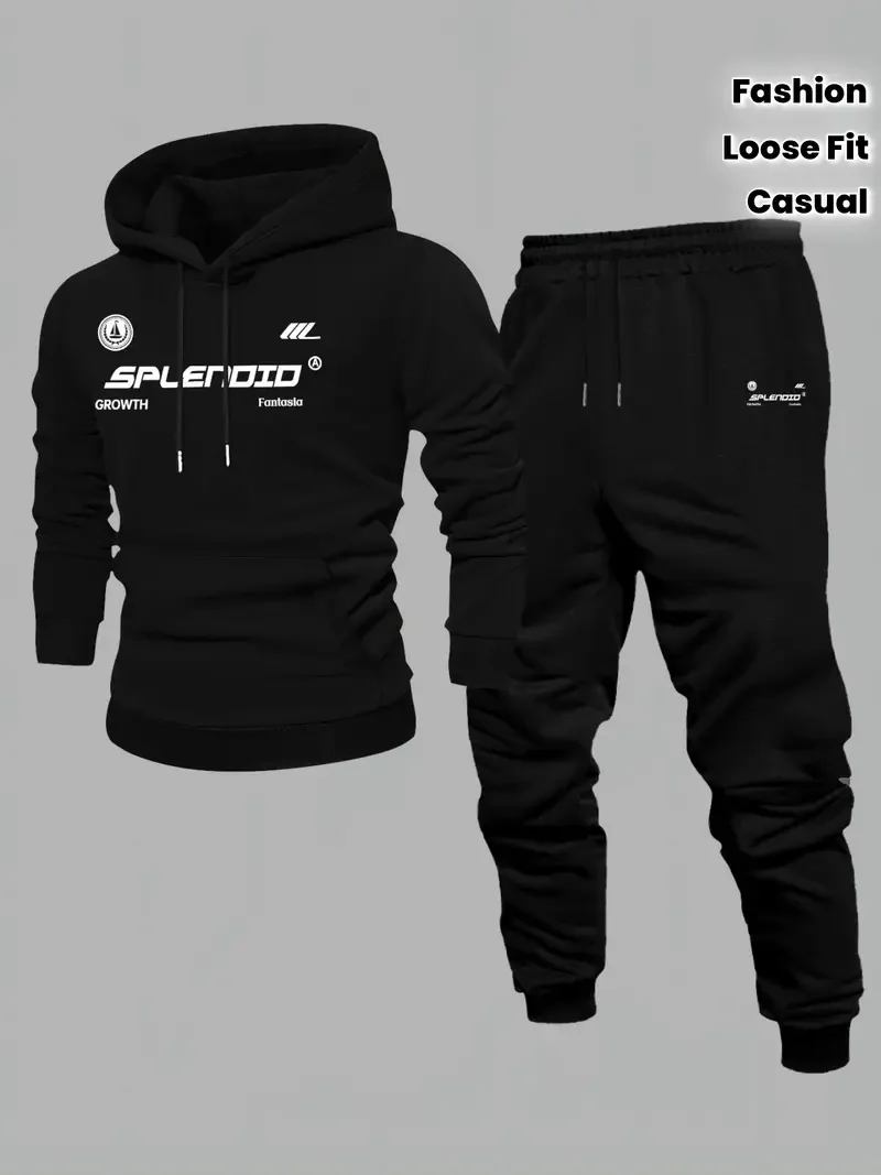 

Мужской бархатный утолщенный спортивный комплект, весенне-осенний комплект с капюшоном и принтом букв Нью-Йорка, повседневный удобный карманный комплект с длинными рукавами