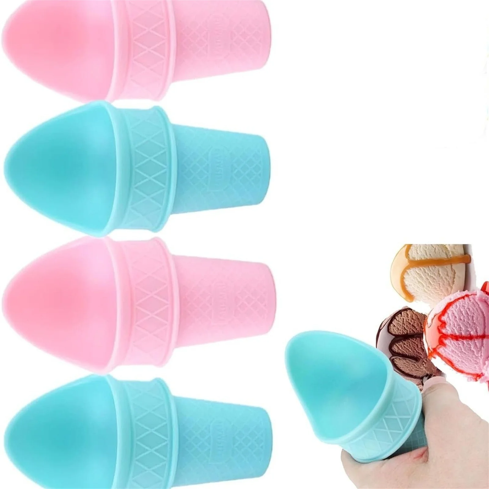 4 Pcs Ice Cream Cone Cups Small Snack Ice Cream Cone Scoop Ice Cream Bowls For Kids Party Summer Cookout Commercial Food Service