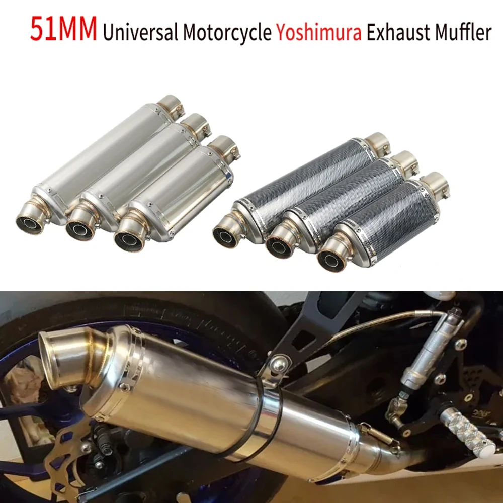 Silenciador de Escape Universal de motocicleta de 51mm de acero inoxidable Escape 310 370 440mm tubo 100cc-1000cc ATV GP Scooter para fz6 pcx125
