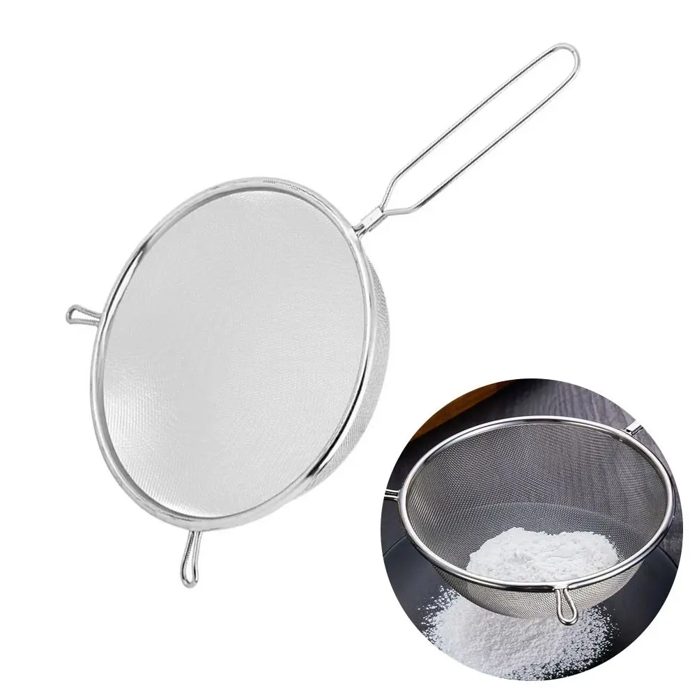 Filtro de harina de acero inoxidable, mango de pantalla de doble oreja, colador de malla fina, cuchara de cocina, aperitivos de leche de soja, patatas fritas