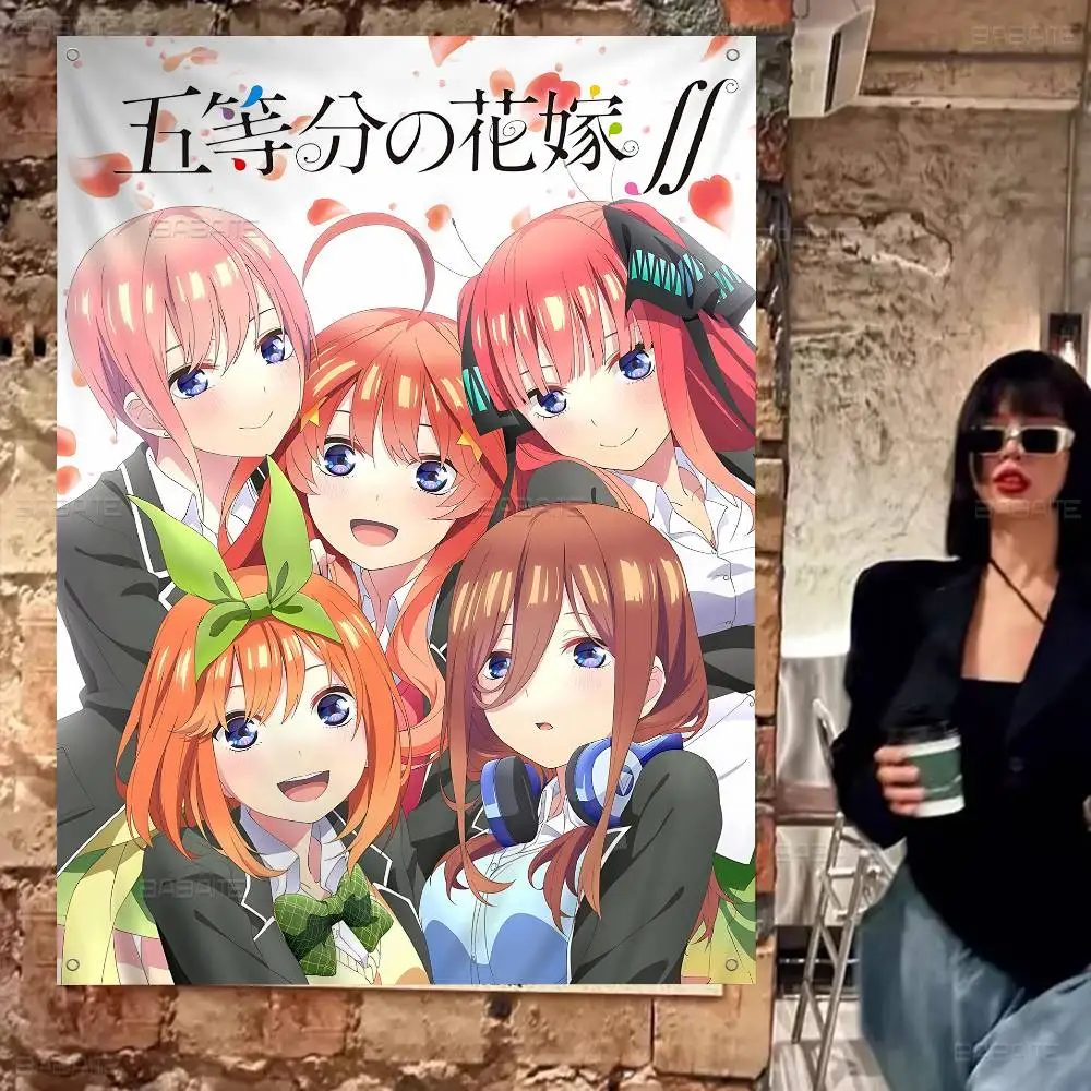 Anime Q-Quintessential Quintuplets High End Quality Banner Printing Artistic Atmosphere Style Camping Flag