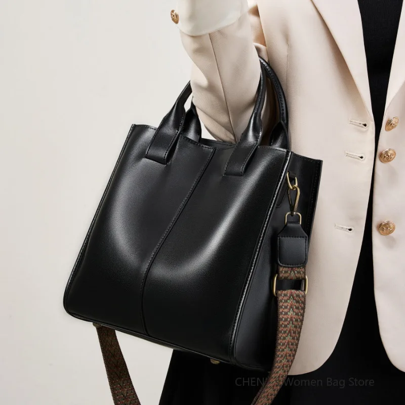 

Lady Genuine Leather Handbags Large Capacity Vintage Shoulder Bag Minimalist Commuter Crossbody Bags Sac De Luxe Femme