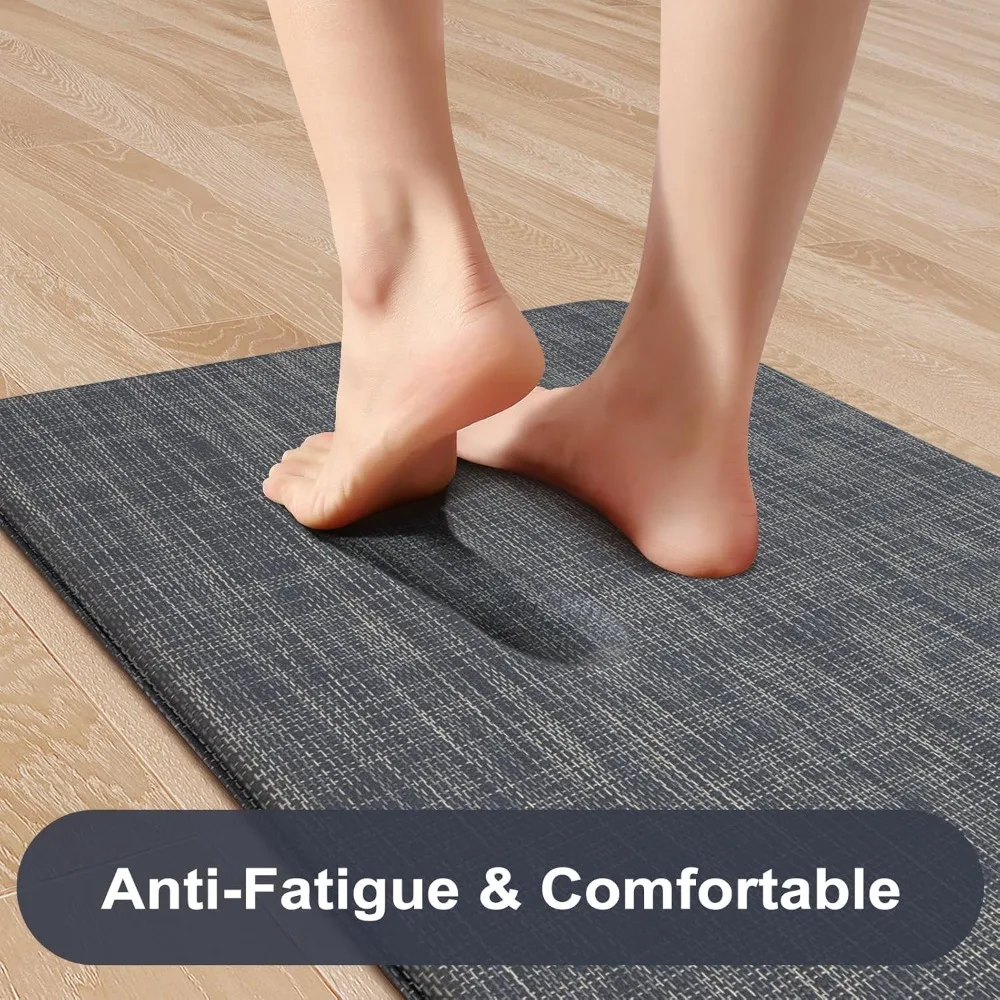 سجادة مطبخ مضادة للتعب مقاس 17.3 بوصة × 29 بوصة، سجادة أرضية مطبخ المزرعة باللون الأزرق الداكن غير قابلة للانزلاق، سجادة مطبخ منسوجة للأرضيات غير قابلة للانزلاق، #4