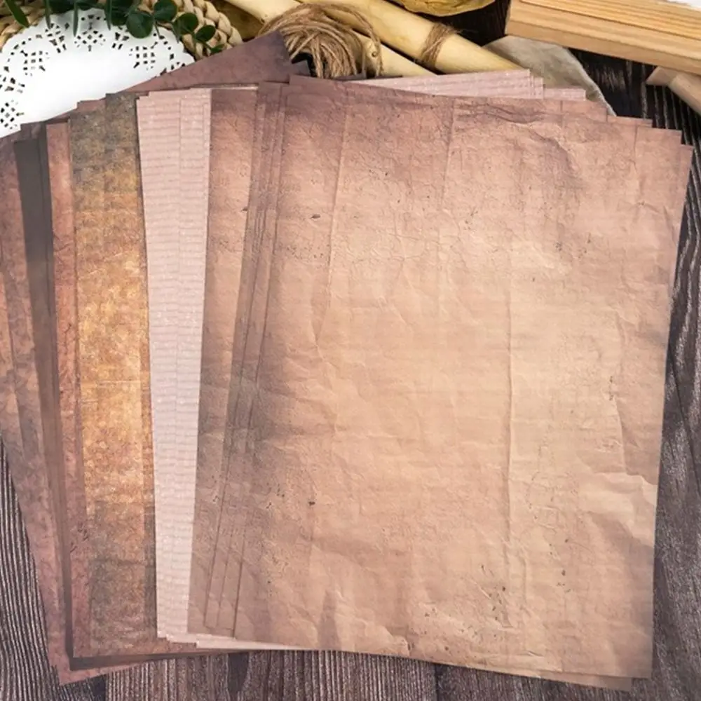 48PCS Creative A4 Letter Paper Double Sides DIY Scrapbooking Printing Paper Craft Brown Writing Paper Scrapbook