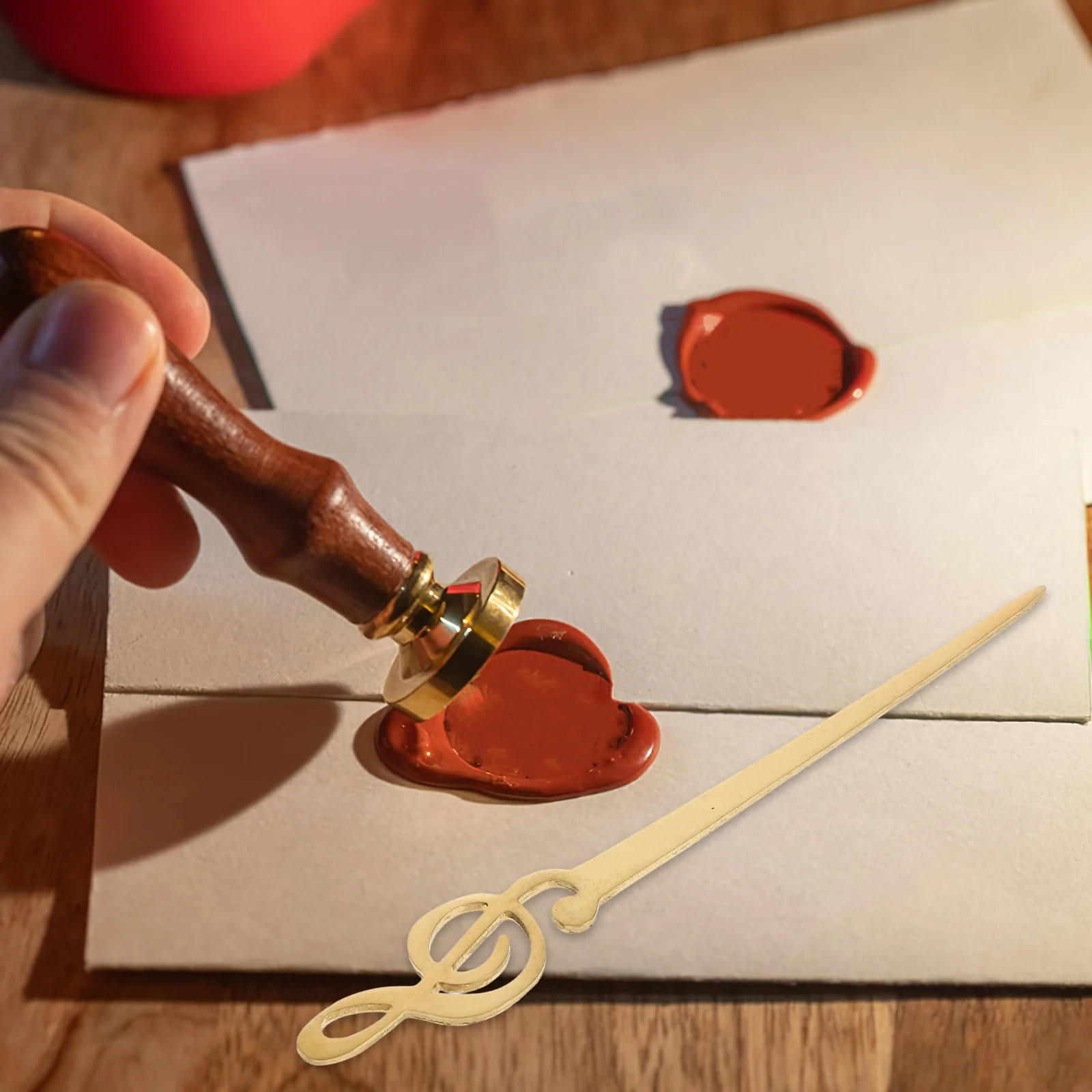 

2pcs Sealing Wax Stirring Sticks Elegant Musical Note Ergonomic Handle Metal Wax Seal Mixing Rod For Stamp Making Present