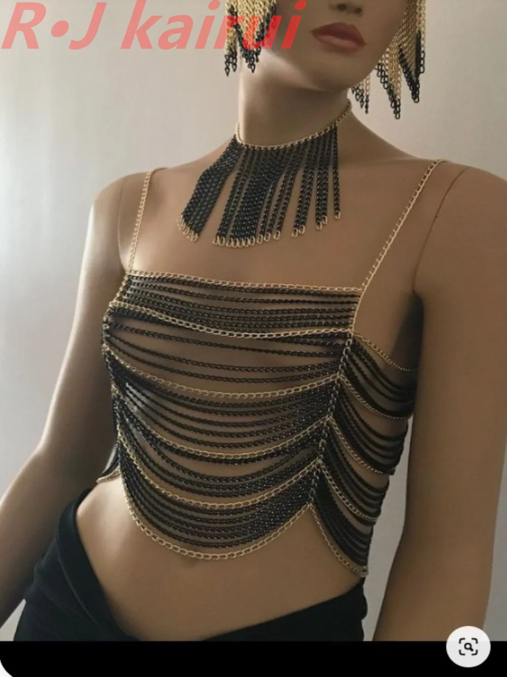 

Fashion Handmade Women Neck Chain Gold Gray Chains Color Shoulder Jewelry Halter Masquerade Stage Party Body Accessories