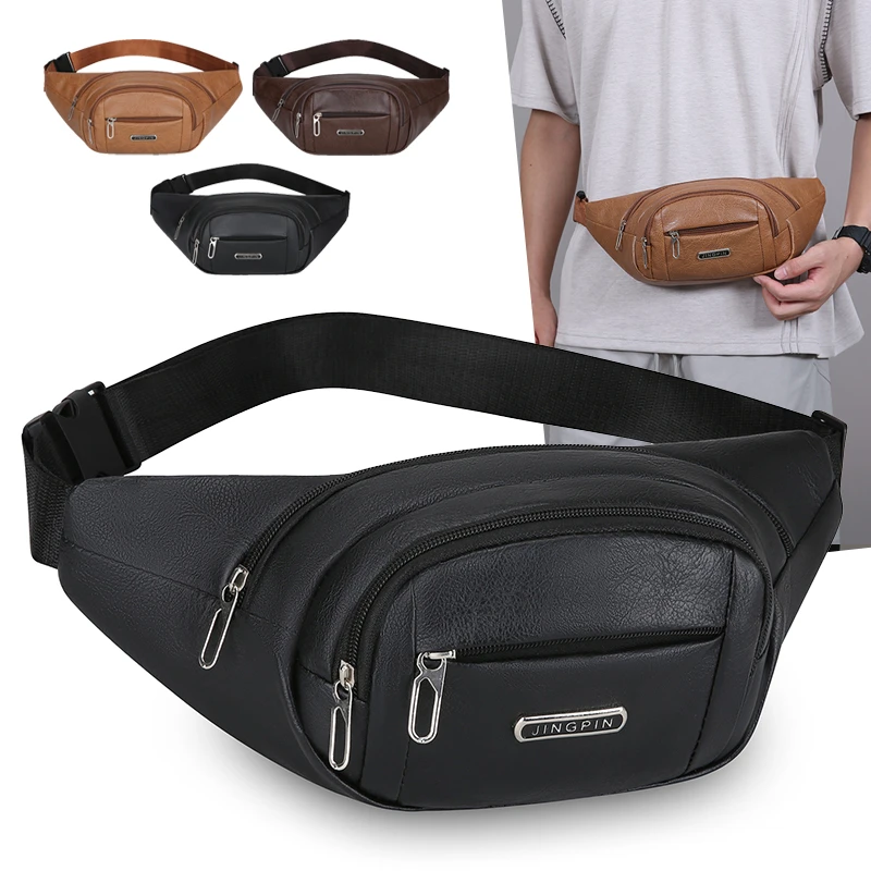 Riñonera de Cintura con Múltiples Compartimentos y Textura Vintage, Bolso Bandolera Portátil para Ciclismo, Correr y Deportes al Aire Libre