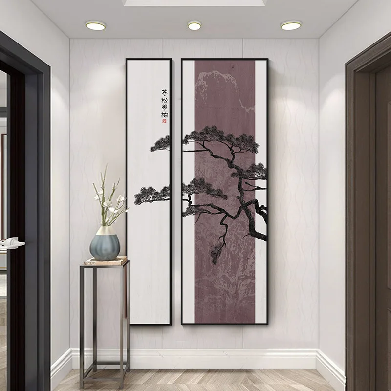 

Entrance entrance decorative corridor aisle new Chinese landscape painting office tea room two vertical wall
