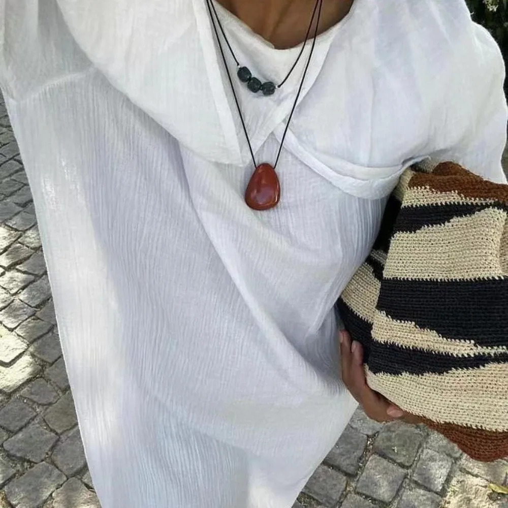 Модный аксессуар, ожерелье с подвеской из камня, черная веревка, колье, регулируемые модные ожерелья