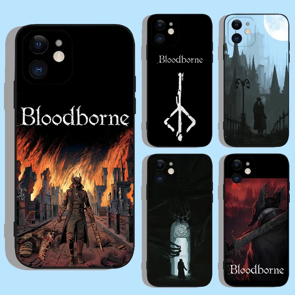 

Game B-Bloodborne Phone Case For Apple iPhone 15,14,13,12,11,XS,XR,X,8,7,Pro,Max,Plus,mini Silicone Black Cover