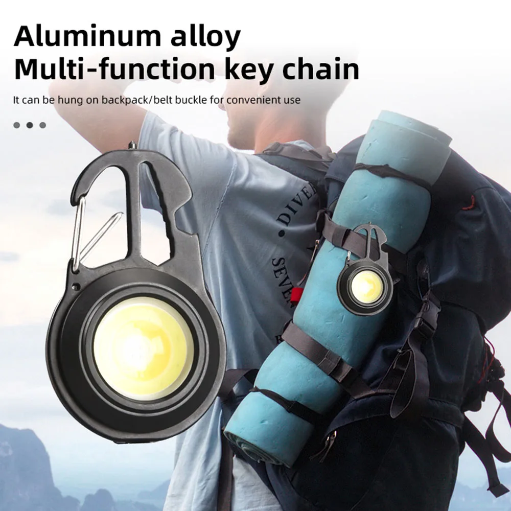 Keychain Light Multifunction Portable Light USB Mini COB LED Flashlight Rechargeable Emergency Light Outdoor Work Camping Light