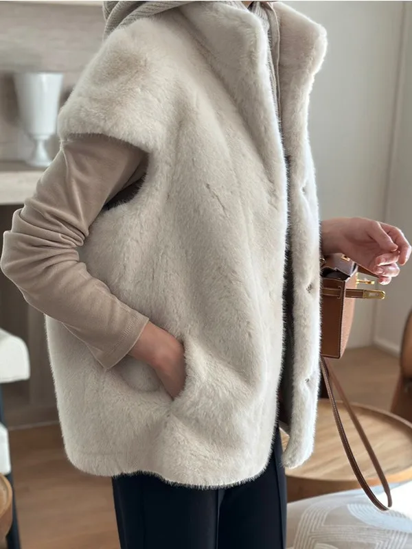 Colete de pele solto feminino de alta qualidade outono inverno quente entrado couro e pele esquilo pele jaet ele sle