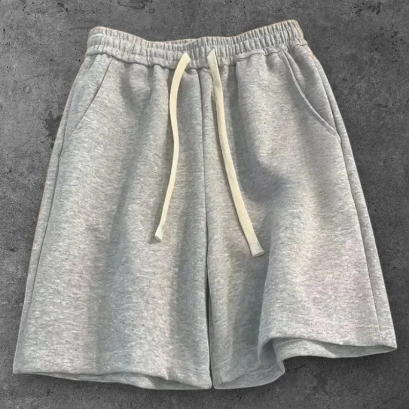 Men's Loose Shorts, Gray, Y2K Style, Street Trendy Casual Pants for Daily Comfortable Wearing