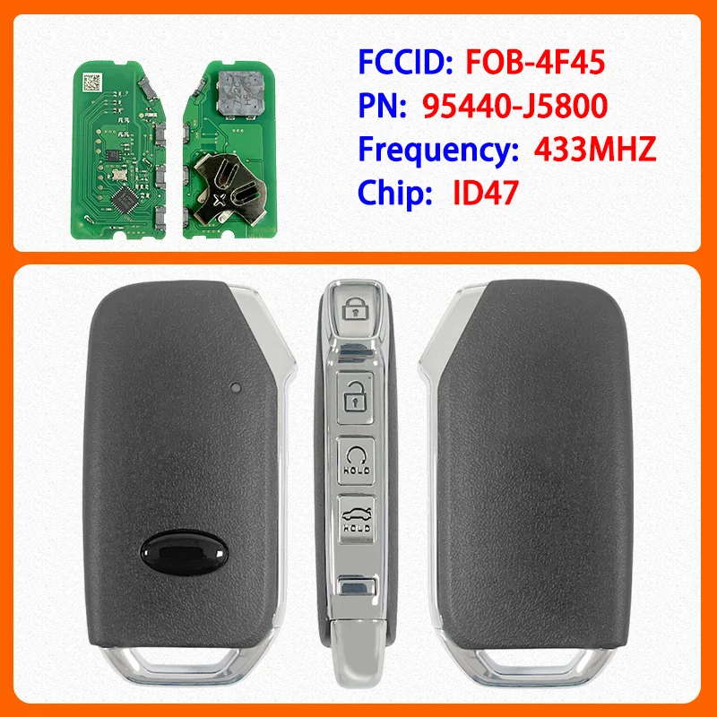 

CN051194 Aftermarket 4 Buttons Smart Remote Key PN 95440-J5800 FCC FOB-4F45 47 Chip 434MHz Keyless Go For Kia Stinger 2021-2023