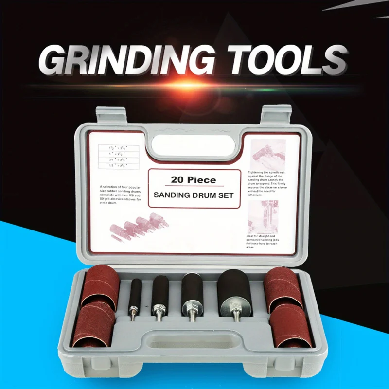 

20Piece Polisher Suit，Drum Sleeve with Polishing，Plastic Material，Transport Box with Drill Press Repair