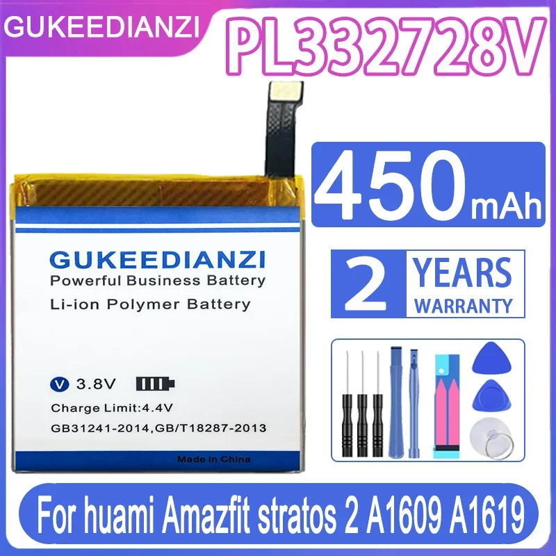 GUKEEDIANZI Battery For Huami Amazfit Stratos II 2 A1609/Ares Bip GTR/A1928/A1602/Trex T-rex pro verge lite Res Sport 2