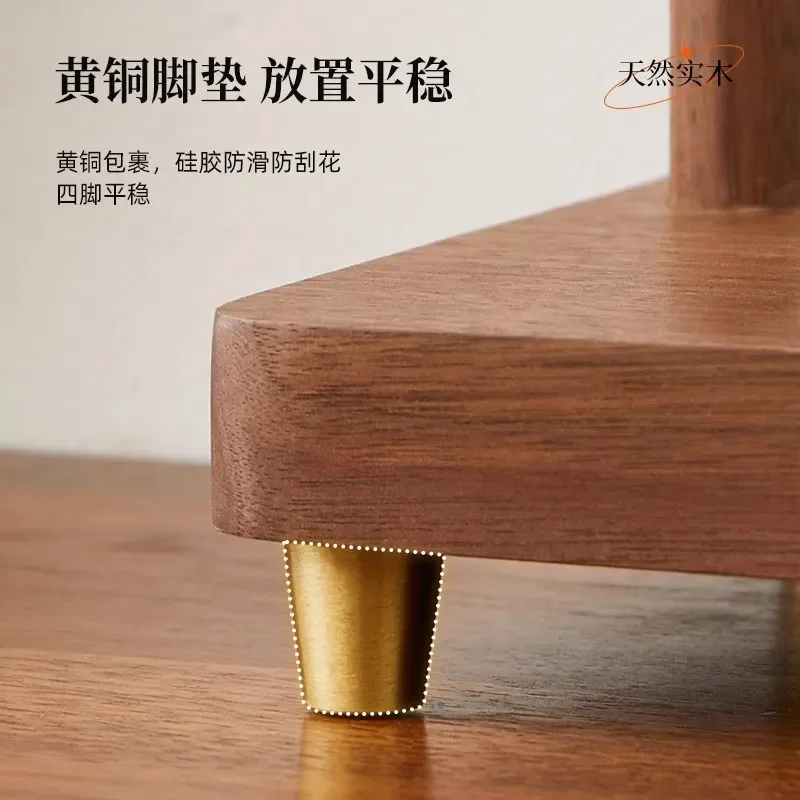 Black Walnut Solid Wood Desktop Storage Shelf Perfume Rack Coffee Cup Holder Water Cup Ladder Figure Display Stand Organizer
