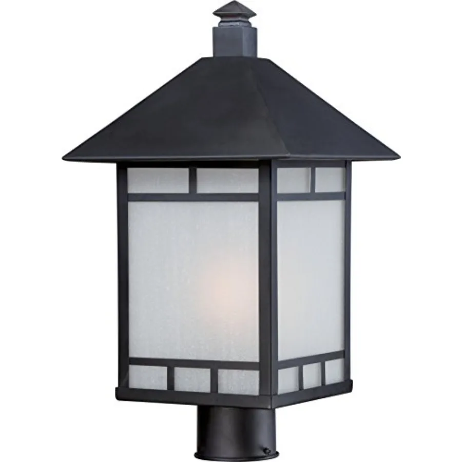 

Outdoor Porch and Patio Lighting 60/5605 Drexel Post One Light 100-watt A19 with Frosted Seed Glass Stone Black