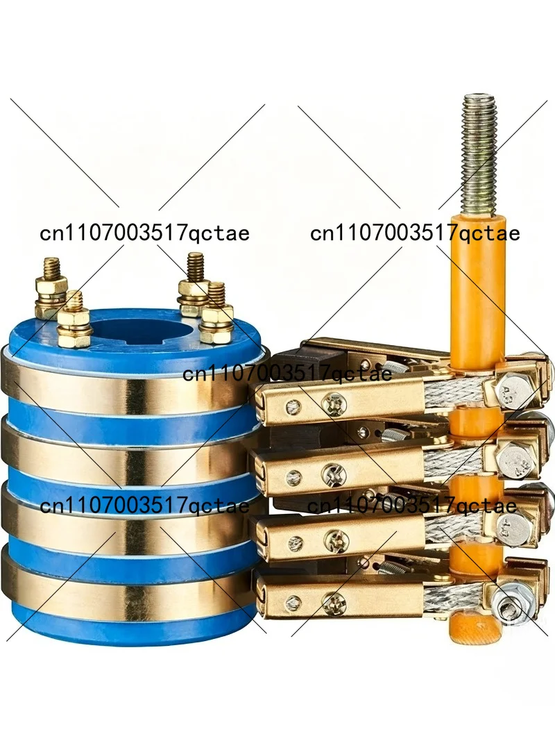 Four Way Collector Ring Assembly Conductive Slip Ring Copper Carbon Brush Bracket