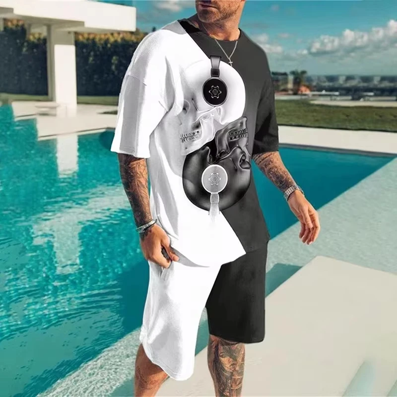 Newest Summer Men Clothing 3d Printed Men\'s Fashion Tracksuits Oversized Short Sleeve T Shirt Pants Set Men T-Shirts Shorts Sets