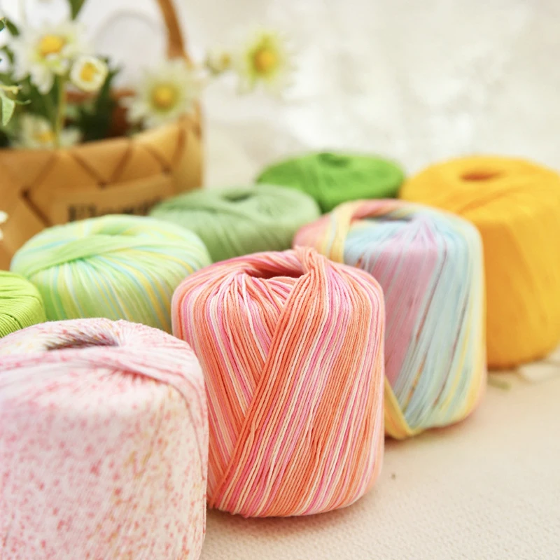 3# Fine Cotton Lace Thread Sectional Dyed Rainbow Crochet Yarn Diy For Knitting Doll Flower Handcraft Wool Yarn Weaving Coaster