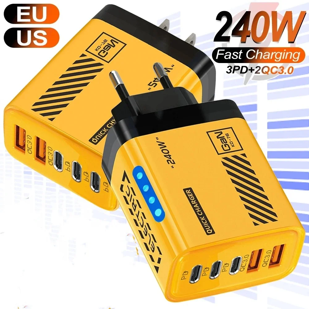 Cargador GaN 240W 5-en-1: Carga Rápida Universal