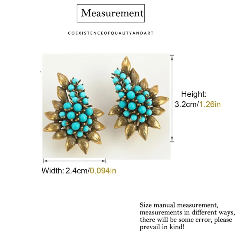 Vintage Ancient Turquoise Natural Stone Leaf Earrings Luxury Designer Jewelry For Woman Brand Design High Quality Gift Wedding